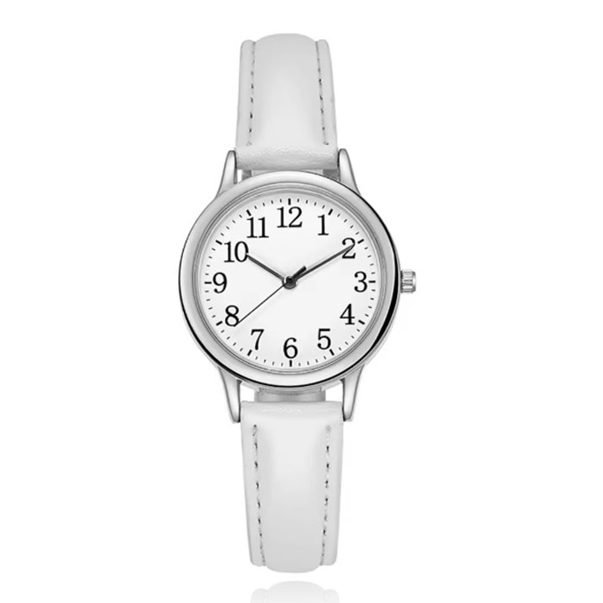 LGT Tijdloos dameshorloge met witte band en strakke kast