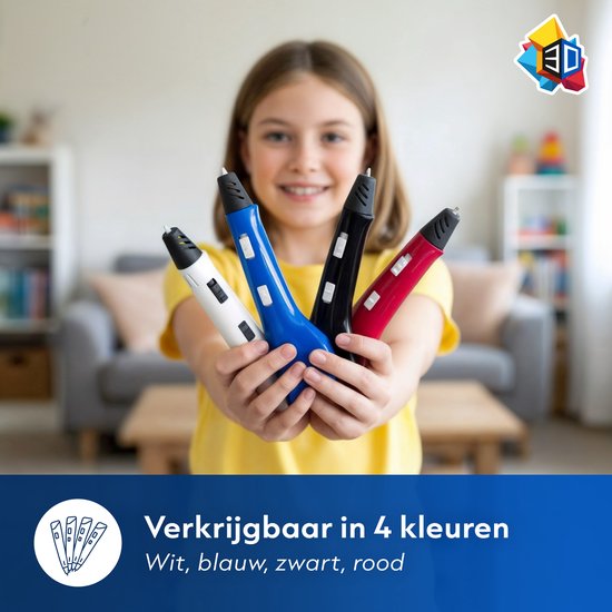 3D&Print 3D Pen Starterspakket XXL - Teken in de Lucht - Tekenset met 5x Sjablonen, 10x PLA Filament 1.75 mm - Educatief Speelgoed - Leren Tekenen - DIY Knutselen - 3D Printer - Cadeau voor Jongens en Meisjes - 3D-Pennen Navullingen - Blauw