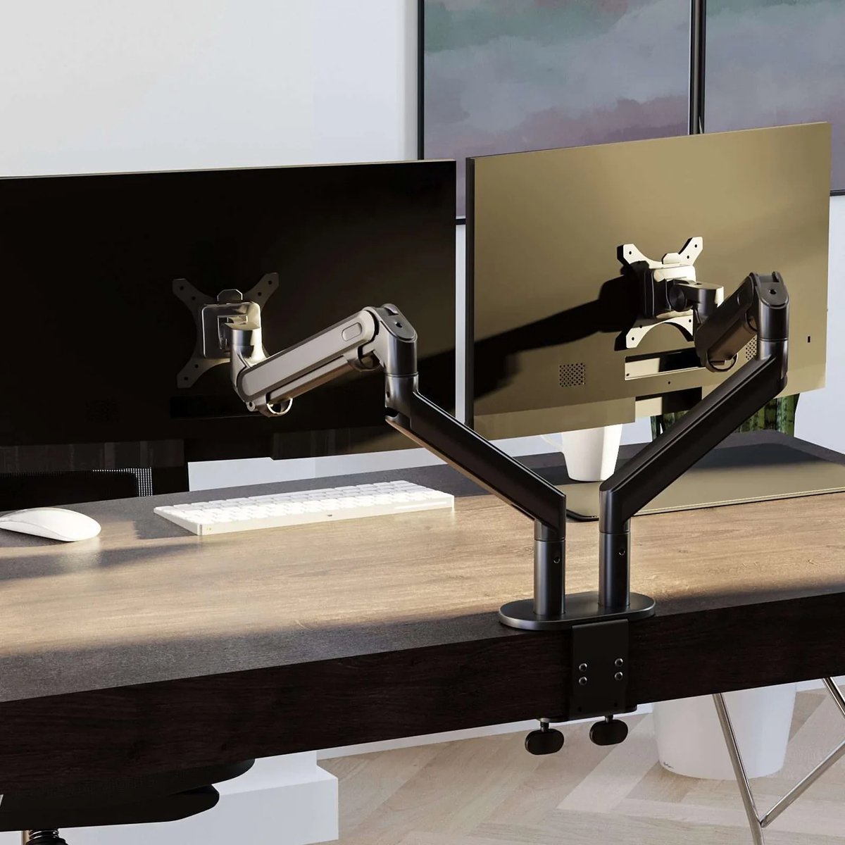 Alberenz Dubbele Monitor Arm Donkergrijs - Voor 2 Schermen tot 32 inch - VESA 75x75 & 100x100 thumbnail 5