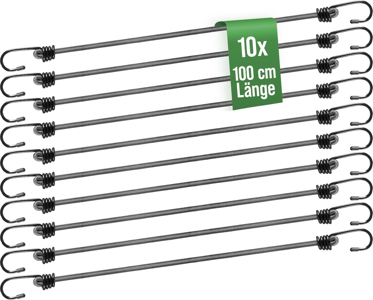 Mehr Garten spanelastieken met haken, Ø 8 mm, universele expander belastbaar tot 30 kg, weerbestendige bagagebinders, elastische spanners