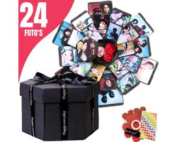 WoniQ Explosion Box - Foto box - Mystery Box - Unieke Geschenkdoos - Explosie box - Foto Doos - Knutselen - Cadeau voor Man en Vrouw - Inclusief Handleiding + Bonus stickervellen en plakband