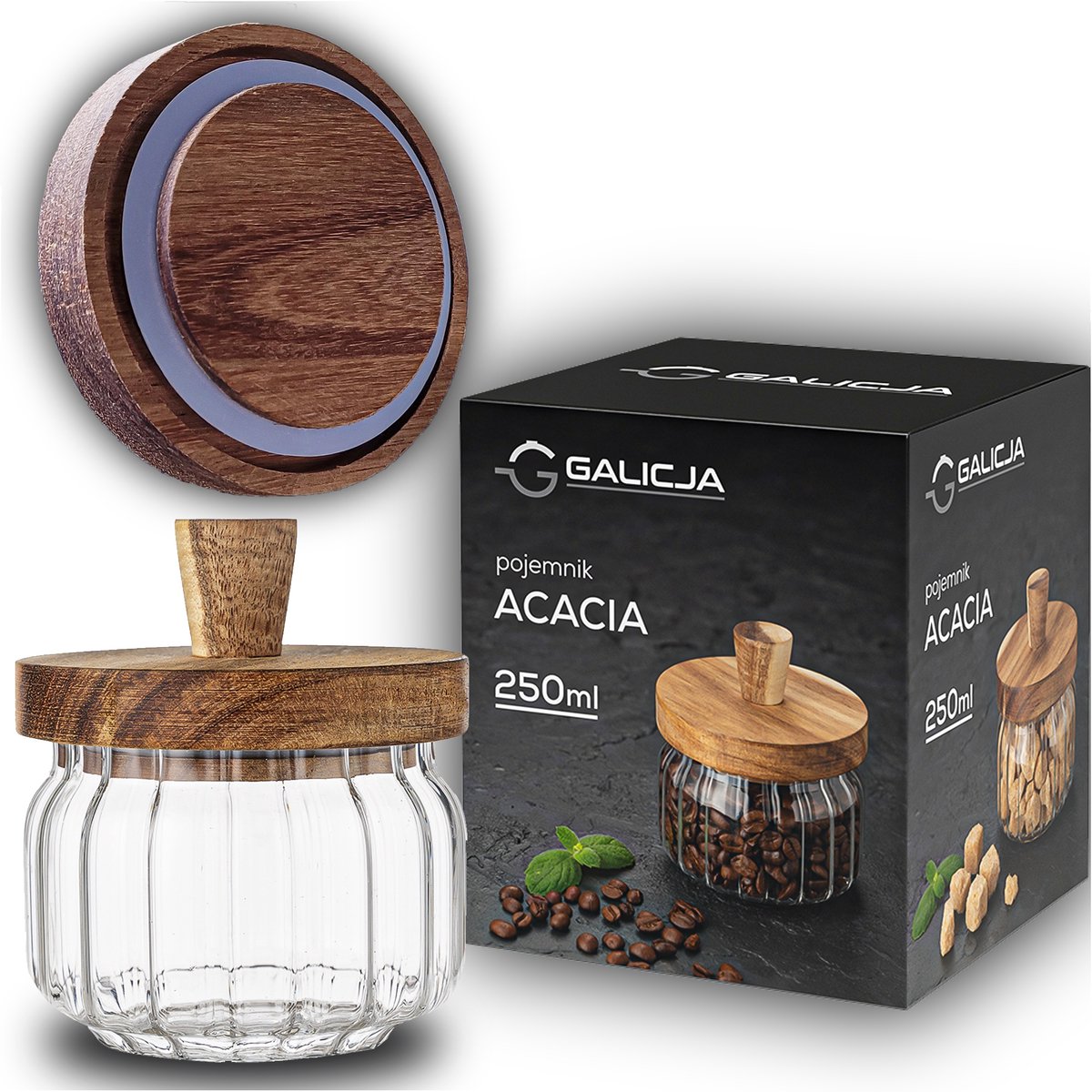 Glazen Kruidenpotje met Houten Deksel 250ml