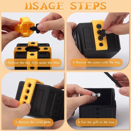 Coffret Cadeau Puzzle 3D Avec Vis - Boîte Farce Et Attrape Pour Adultes, Idéal Pour Cacher Argent, Cartes Ou Surprises (Noir & Or)