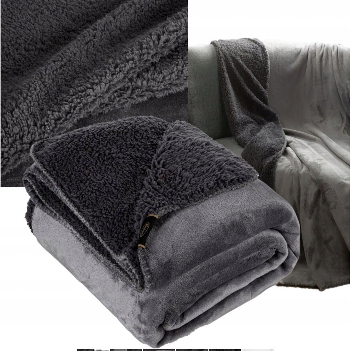 Eurofirany Zacht Dubbelzijdig Plaid 70x160 cm Staalgrijs - Microvezel