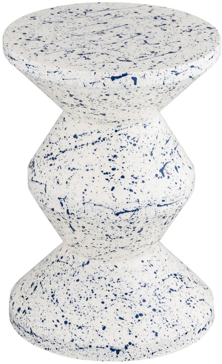 sweeek - Bijzettafel, nachtkastje van geëmailleerd staal, gevlekt motief ø33 x 47cm - zina