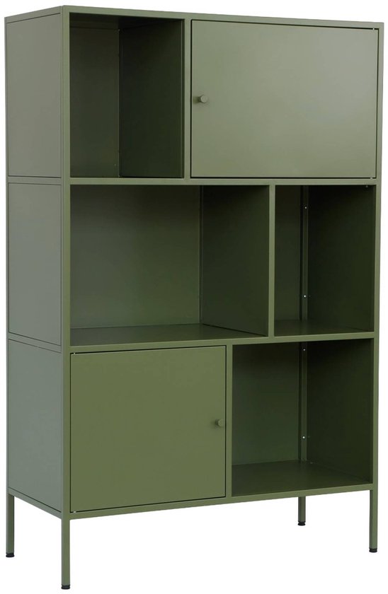 sweeek - Bibliothèque avec 6 compartiments et 2 petites portes en métal, industriel - oklahoma