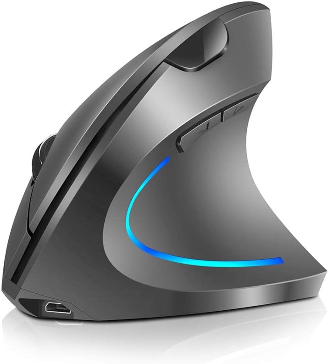 Image of 2,4 GHz draadloze ergonomische verticale muis met 4 instelbare DPI 800/1200/1600/2400, 6 knoppen, compatibel met pc, desktop en Mac - grijs