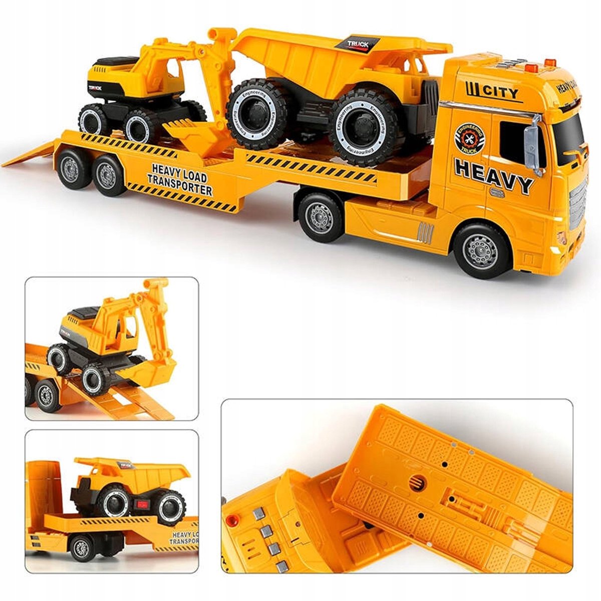 Bouwvoertuigen Set: Vrachtwagen, Graafmachine, Vrachtwagen met Licht & Geluid (53cm)