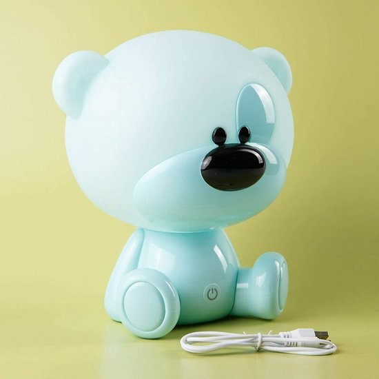 Bedlampje voor kinderen en baby's. Nachtlampje met drie intensiteiten, touchfunctie, nachtlampje voor kinderen om te slapen. USB-kabel. BLAUWE BEER van LALOONA — afbeelding 3