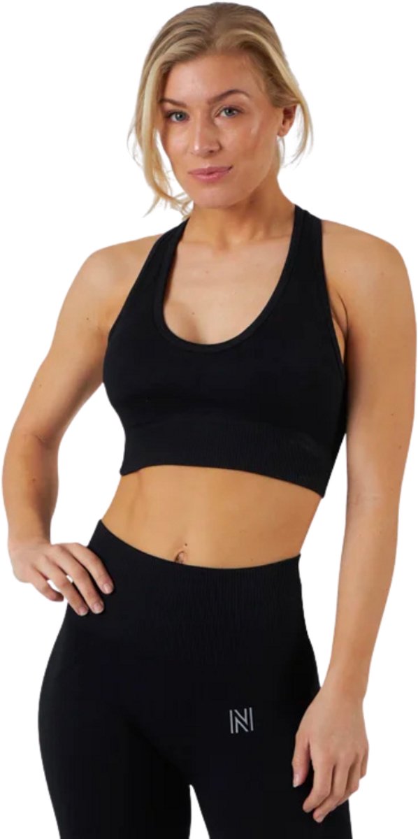 Norfolk - Gymset - Sportlegging - Sport BH - Naadloos Fitnesskleding Set - High Waist - Vochtafvoerend - Medium - Zwart - Erica Legging BH Set
