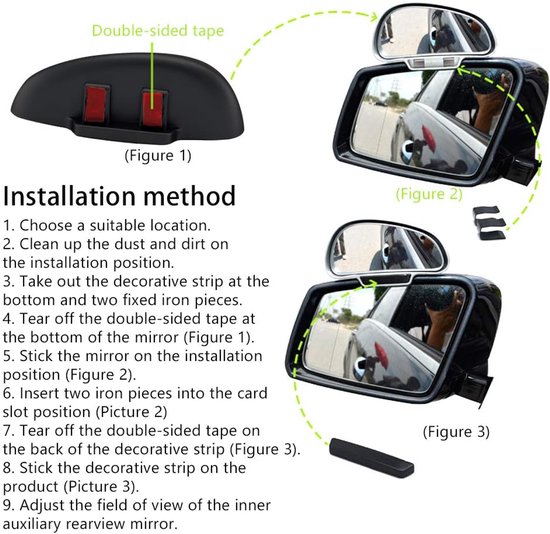 2x Verstelbare 360 Graden Groothoek Dodehoek Spiegel voor Auto, SUV, Caravan — afbeelding 2
