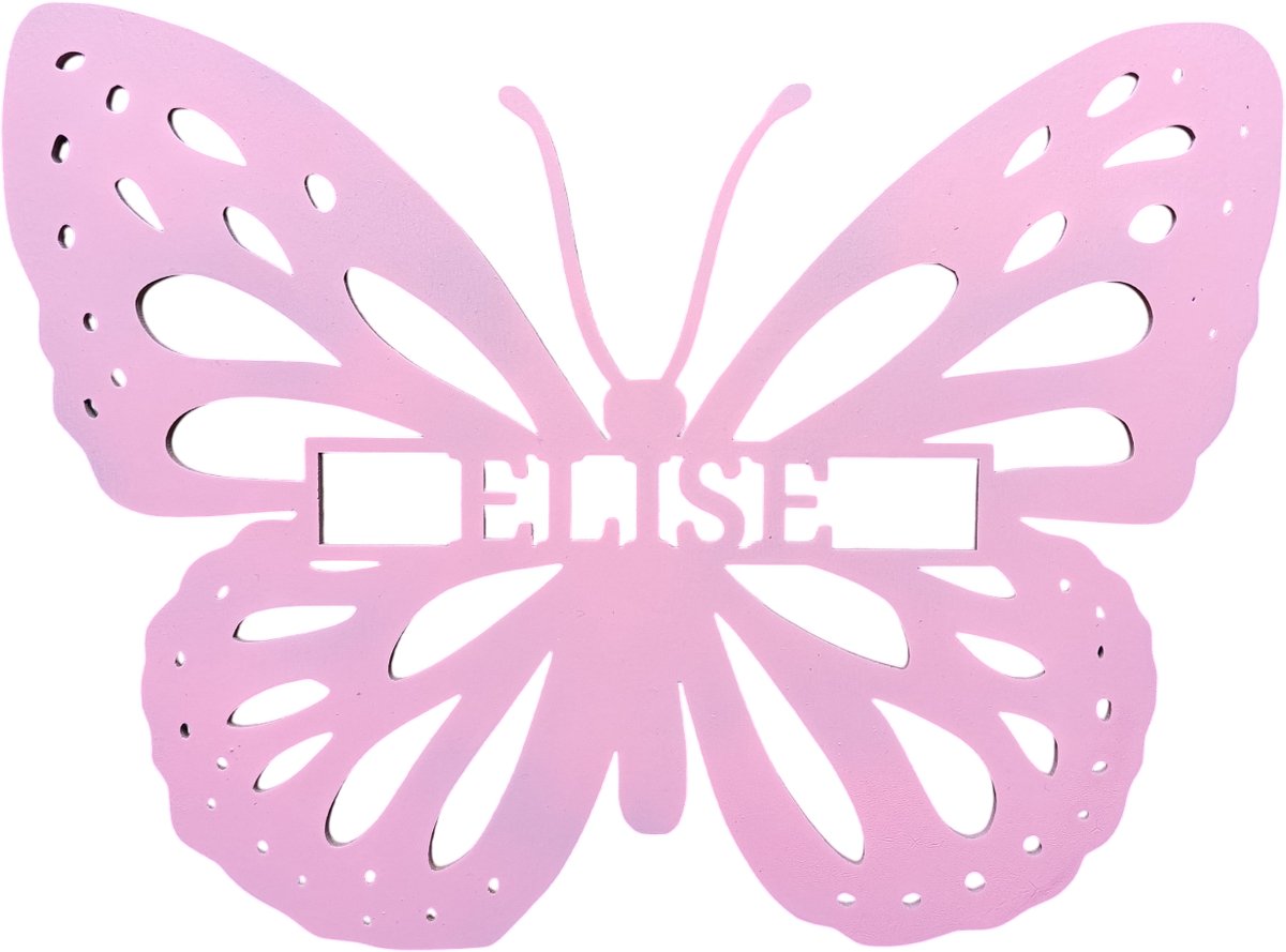 Gepersonaliseerd Vlinder Naambordje voor de kinderkamer – Geef de Kinderkamer een Magische Touch! - 29x38cm - Roze