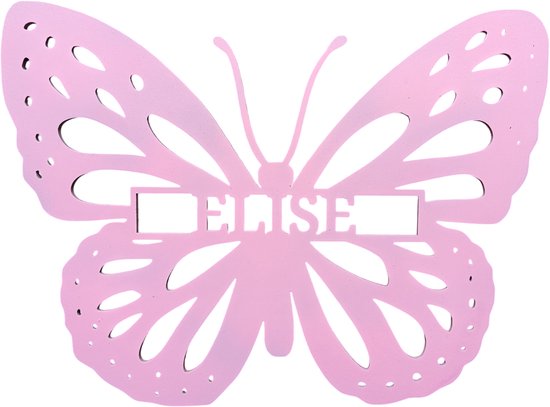 Plaque signalétique papillon personnalisée pour la crèche - Donnez à la crèche une touche magique ! - 29x38cm - Rose