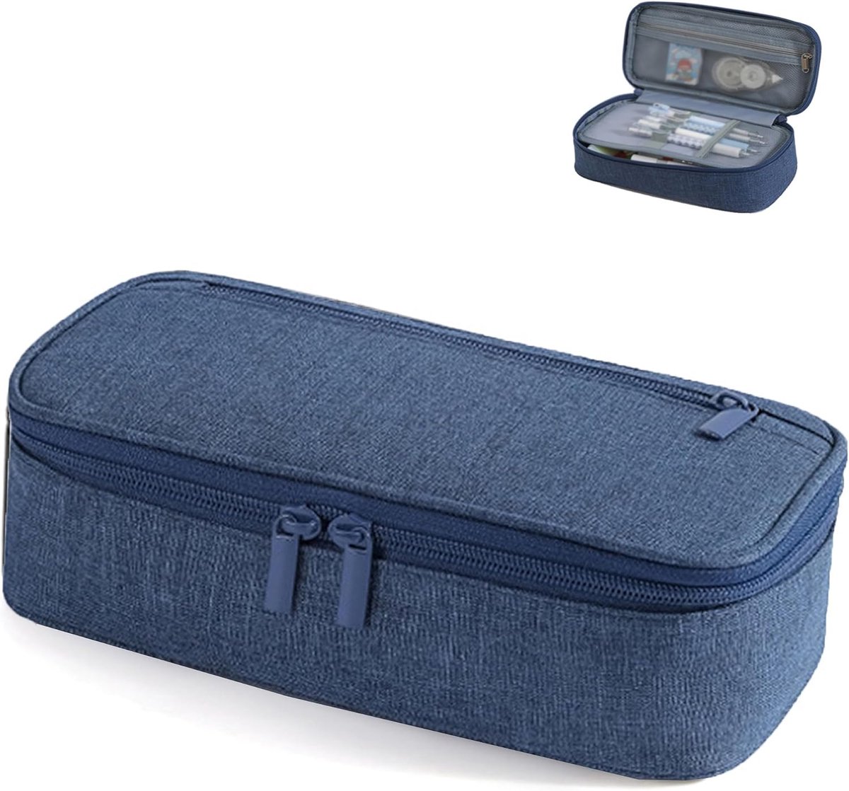 Pennenetui - Etui - 23*11*6 cm - Grote etui - Pennenzak - Potloodtas - Schooletui - Opbergzak - etui voor markeerstift -draagbare etui voor kantoorbenodigdheden - schoolbenodigdheden - Oxford stoffen etui -voor studenten, jongens, meisjes - blauw