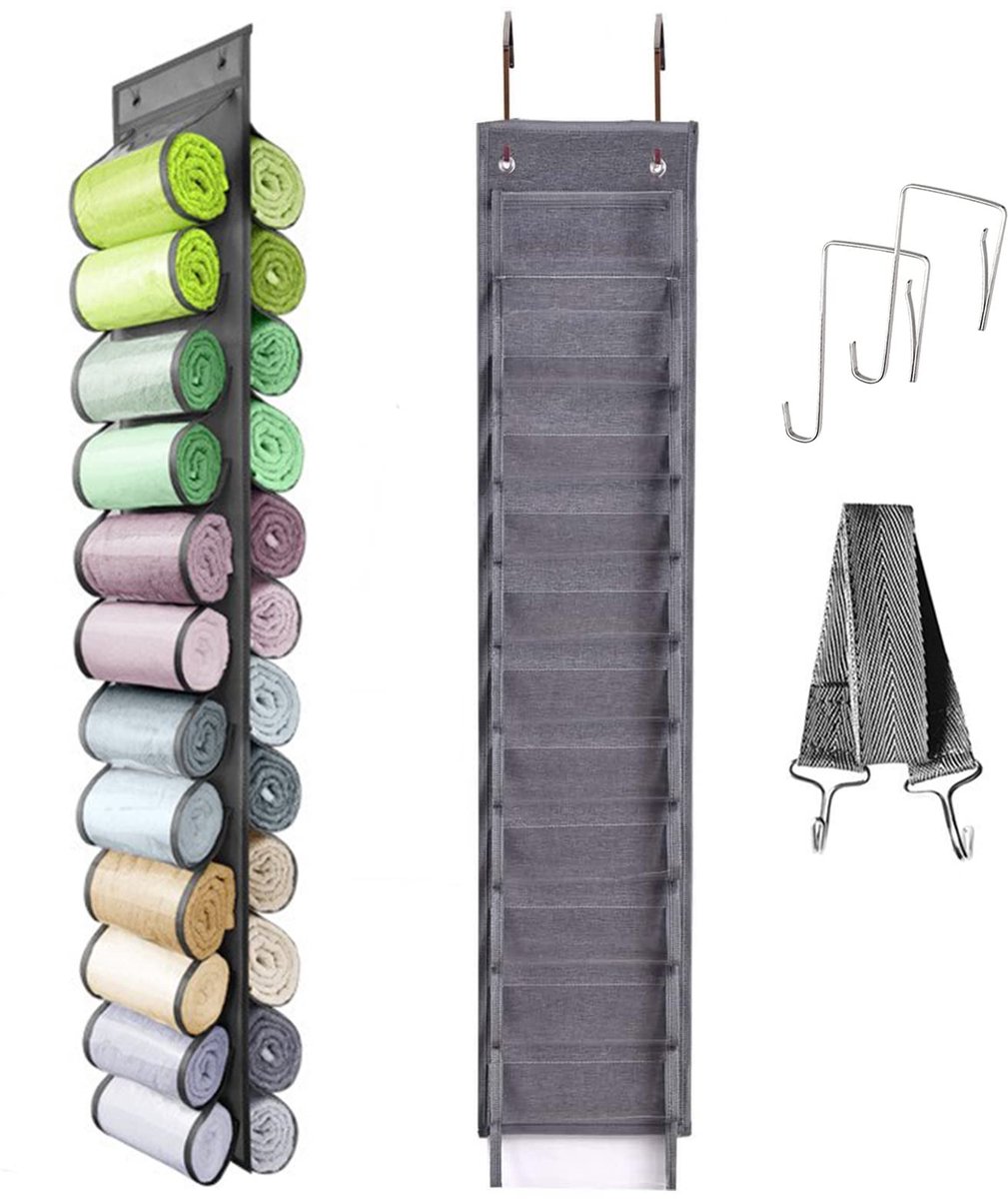 24-Vakken Opvouwbare Yoga Legging Organizer – Ruimtebesparende Hangende Opbergoplossing voor Kleding, Jeans en Sokjes, Gemaakt van Vouwbare Non-Woven Stof – Grijs