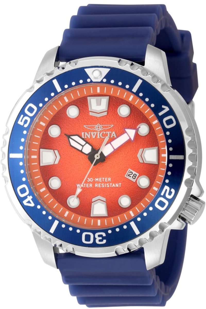 Invicta Pro Diver 49543 Heren Horloge - Waterdicht - Analoog - Quartz Uurwerk - Roestvrij Staal met oranje Wijzerplaat - 48mm