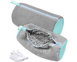 EXCITAT Waszak - Schoenenwaszak - Wasmachine Schoenenwaszak - Met Reinigingsvlies - Geschikt voor het Reinigen van Alle Schoenen - Grijs