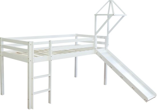 Lit mezzanine Homestyle4u - 90x200 cm - Wit - Rose