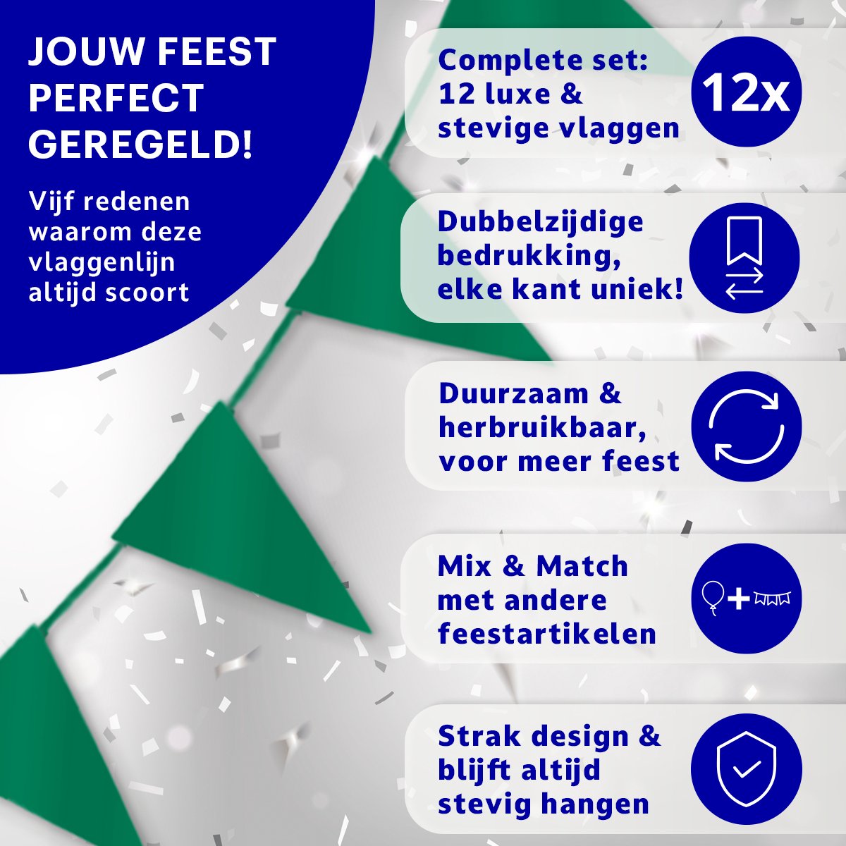 BTH - Slingers - Donker Groen - Slingers Verjaardag - Vlaggenlijn - Verjaardag Versiering - Verjaardag - Vlaggetjes - 1St — afbeelding 4