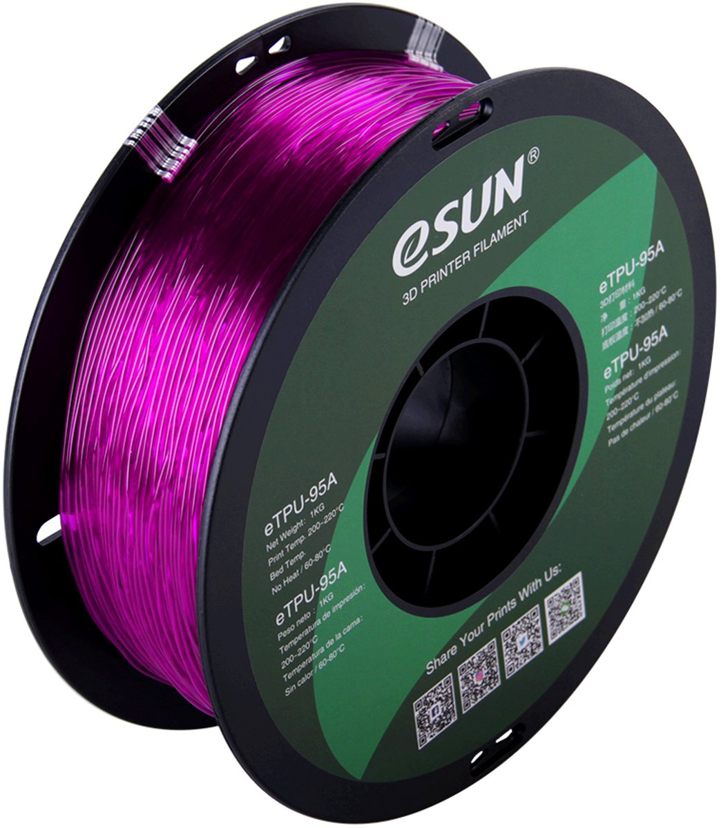 eSun - eTPU-95A Filament, 1.75mm, Transparent Purple - 1kg