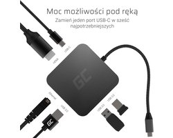 GREEN CELL Docking Station HUB USB 6in1 (USB 3.0 HDMI Ethernet USB-C) voor Apple MacBook, Dell XPS, Asus ZenBook