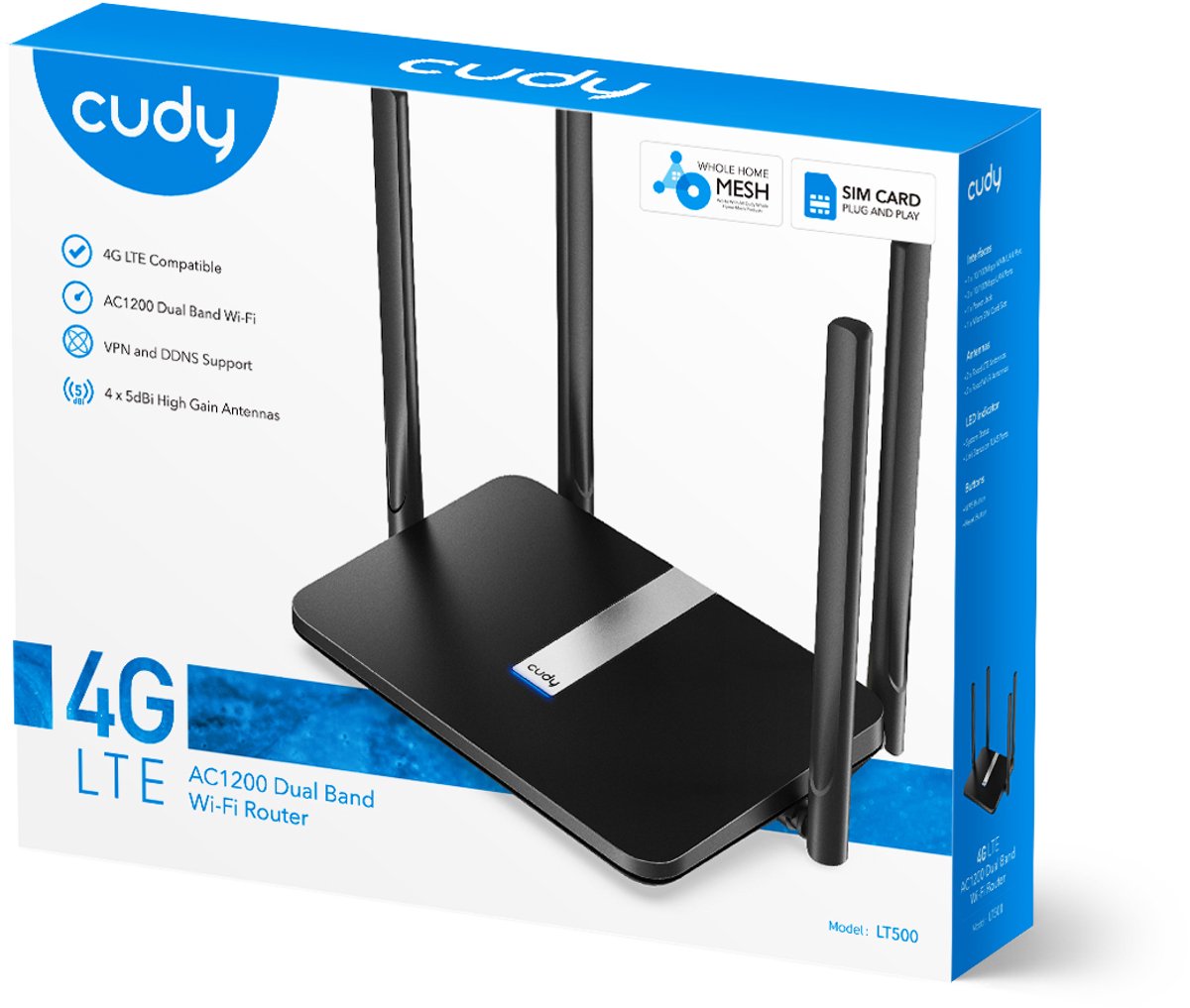 Cudy AC1200 Wi-Fi Mesh 4G LTE Cat4 Router thumbnail 3