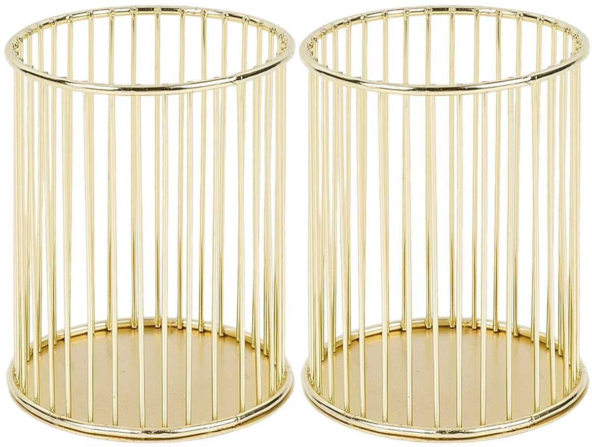 Goud Metalen Pen Houder 2 Stks - Make-up Borstels Organizer - Desktop Potloodhouder
