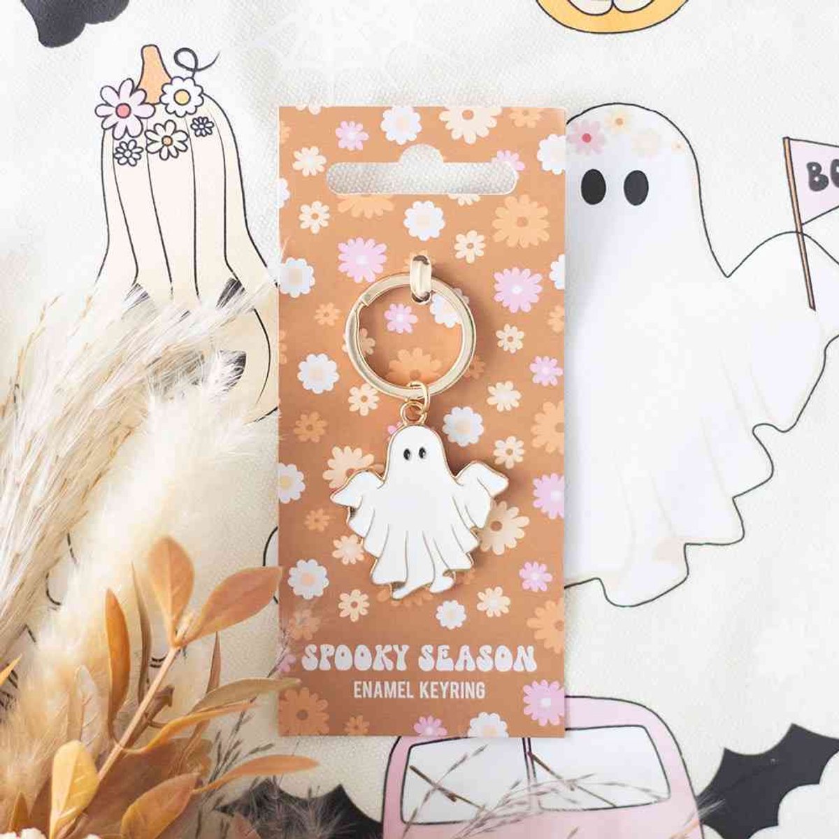 Something Different - Spooky Season Groovy Ghost Sleutelhanger - Multicolours