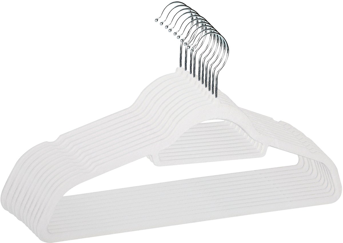 SVITA Kleerhanger set van 10 - ruimtebesparende anti-slip fluwelen kleerhangers wit