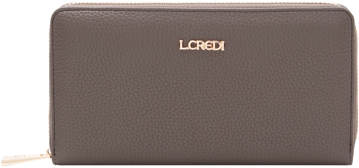 L.CREDI portemonnee Perla Zip Around Wallet Dark Taupe bruine