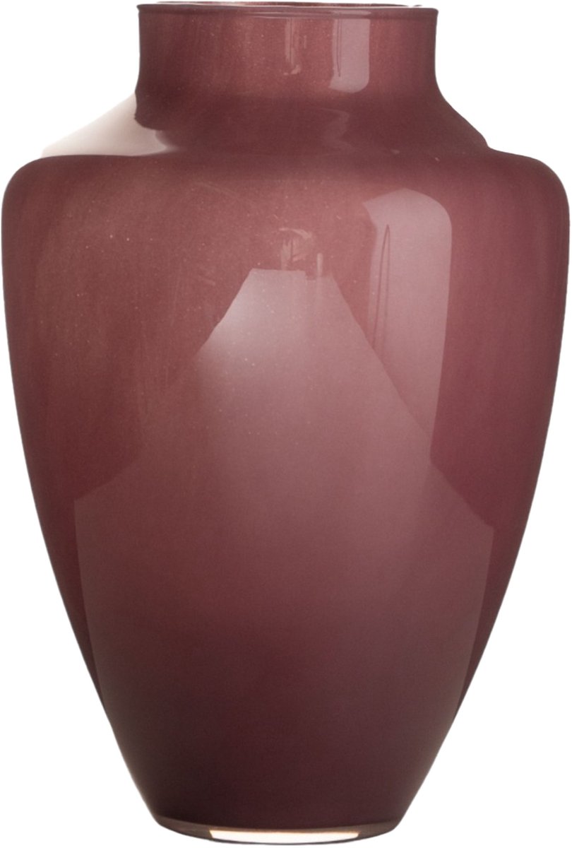 Hakbijl Glass Bloemenvaas Olaf - paars/aubergine - glas - D24 x H 37 cm- decoratie - vazen
