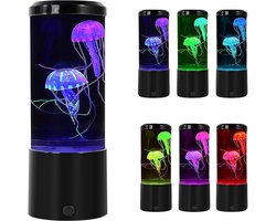Vitdipy - Jellyfish Lamp - Kwallenlamp - Nachtlampje - Lavalamp met Kwallen - Meerdere kleuren - Lavalamp - Aquariumnachtlampje - LED - Zwart