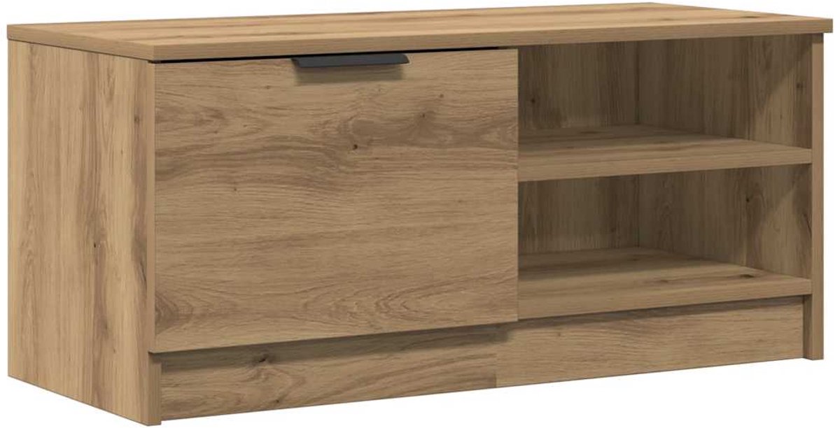 vidaXL - Tv-meubel - 80x35x36,5 - cm - bewerkt - hout - artisanaal - eikenkleur
