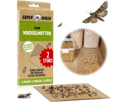 Super Ninja Voedsel Mottenval - 2 Vallen - Zeer Effectieve Levensmiddelenmottenval - Ecologisch Voedselmotten Bestrijden - Gemakkelijk te Gebruiken Voedselmottenval