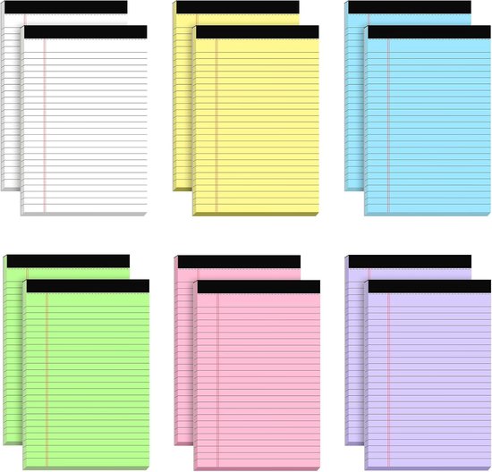Petits blocs-notes - Bloc-notes A5 - Bloc-notes 12 couleurs vives / ligné - 30 feuilles chacun - 5x8" (multicolore 6)