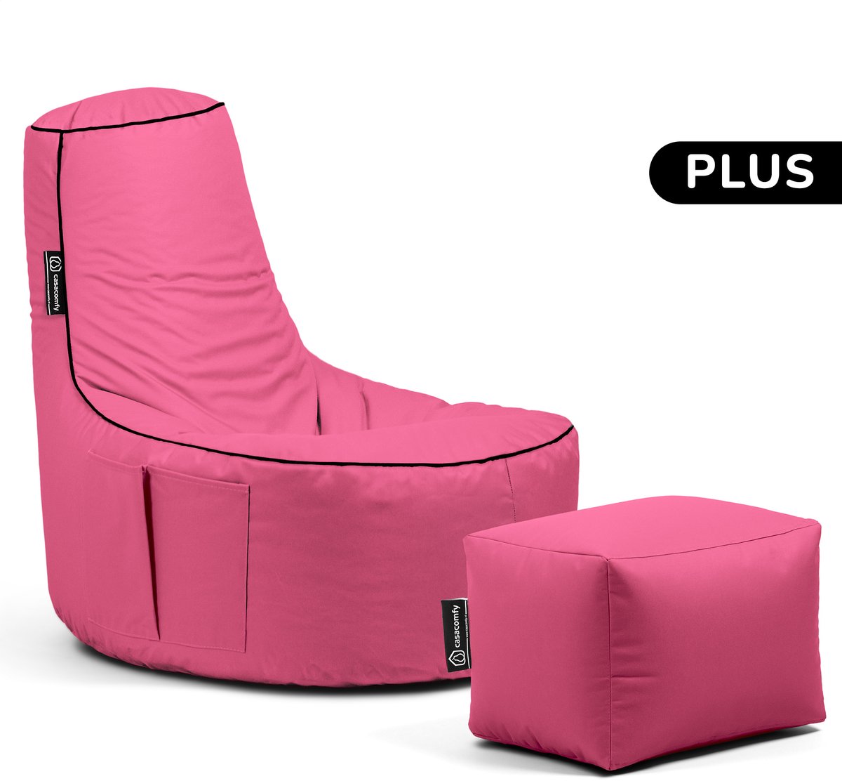 Casacomfy – Gamer Plus – Complete Zitzak met Voetenbankje – Roze – Waterbestendig – Binnen & Buiten – Volwassenen & Kinderen