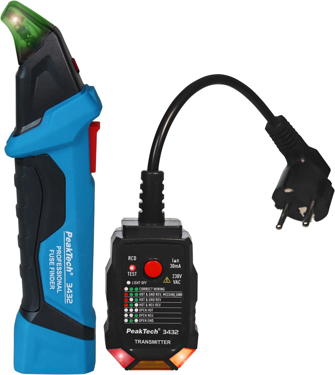 Peaktech 3432 - zekeringzoeker - RCD tester - testen verliesstroomschakelaar