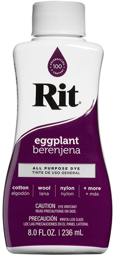 Colorant tout usage Rit couleur aubergine. Bouteille de 236 ml.