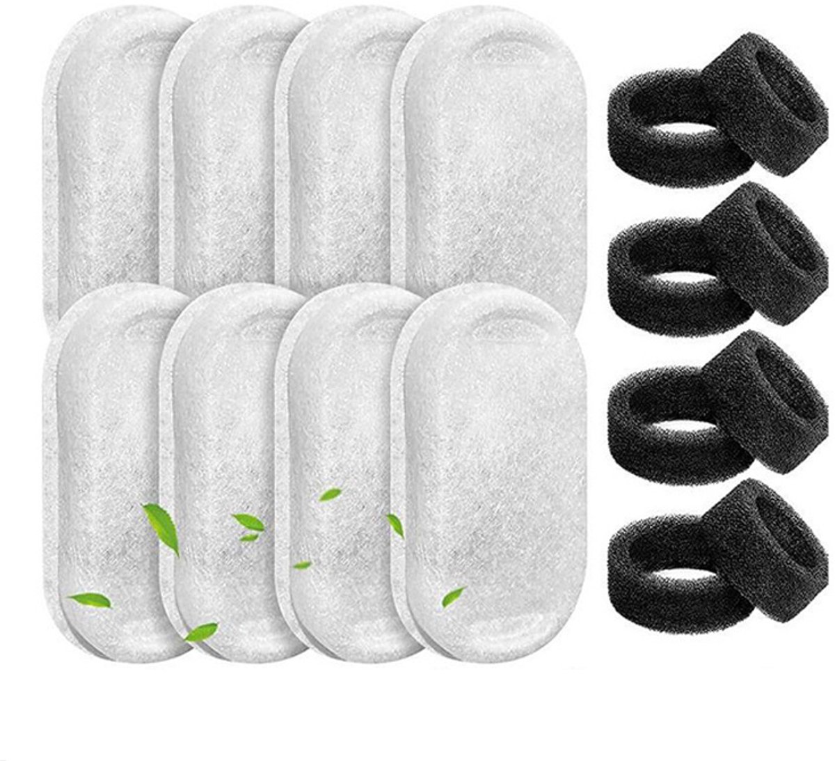 8-stuks Drinkbakfilter voor huisdieren – Vervangend filter voor drinkbakken voor katten en honden – Verwijdert onzuiverheden – Filtratiesysteem – Drievoudige filtratie – Vervangbaar – Geschikt voor drinkbakken voor huisdieren – Wit