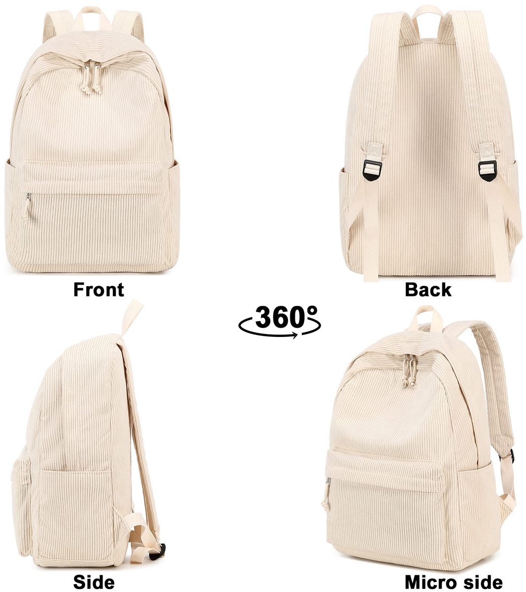 ChaseChic Schoolrugzak voor Tieners, Corduroy Rugzak voor ChaseChic Schoolrugzak voor Tieners, Corduroy Rugzak voor