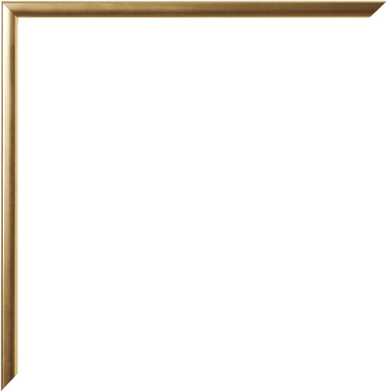 Hoek van een gouden fotolijst met een plat profiel.