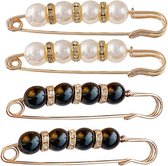 4 stuks spelden - spelden - broches - prachtige strass-steentjes - parelspelden broches - parelbroches - kledingfixatie - trui-sjaal kristalclips - knoopkunstwerk - borstbroches - geschikt voor kledingaccessoires - zwart, wit