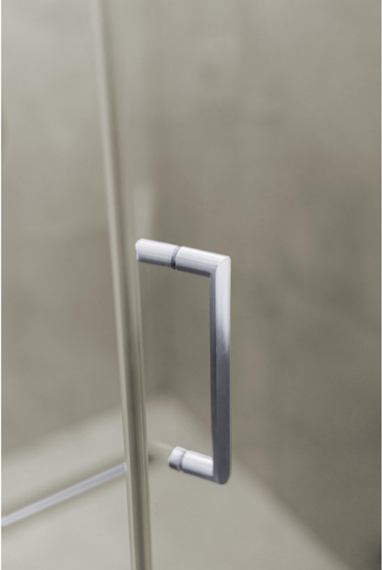 Fortifura Galeria Porte de douche - 90x200cm - charnières - poignée de porte - plate - verre de sécurité satiné - Chrome