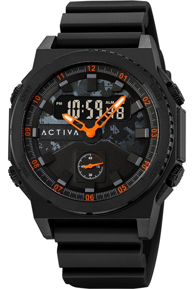 Activa x Invicta Digital ACW2355-003 Heren Horloge - Waterdicht - Digitaal - Quartz Uurwerk - Plastic met groene Wijzerplaat - 47mm
