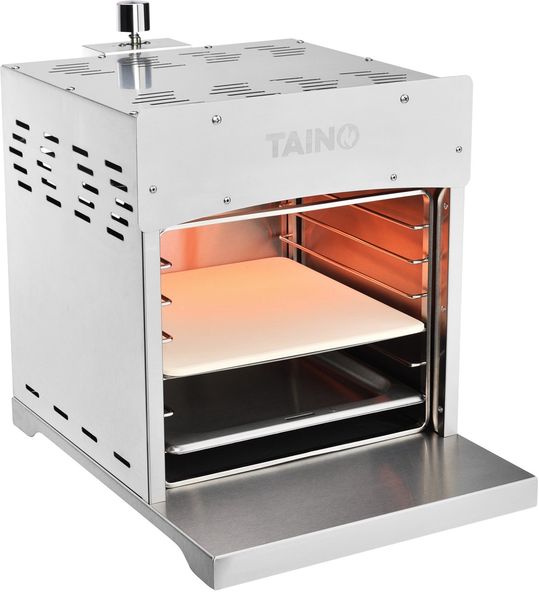 TAINO XXL krachtige gasgrill - tot 800°C met pizzasteen roestvrij staal zilver