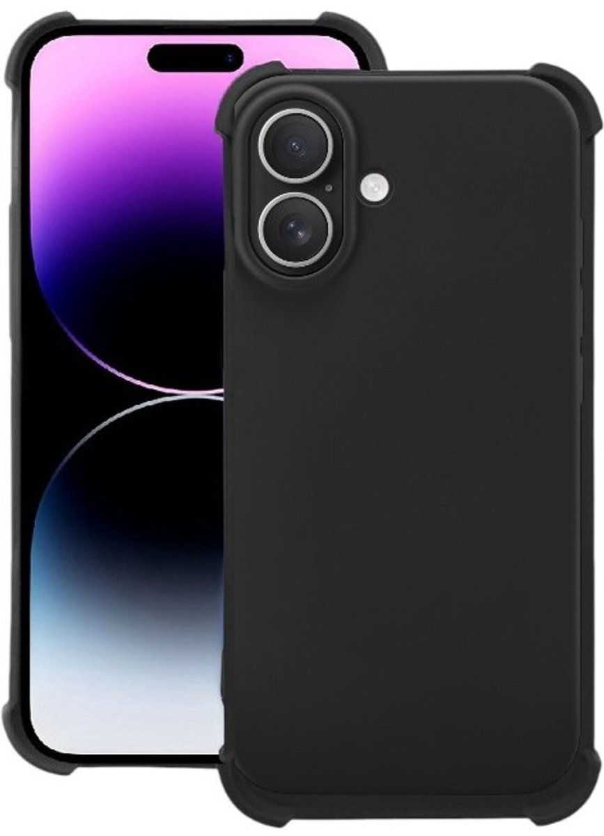 Anti Shock Silicone Hoesje Geschikt voor iPhone 16 - zwart- ZT Accessoires