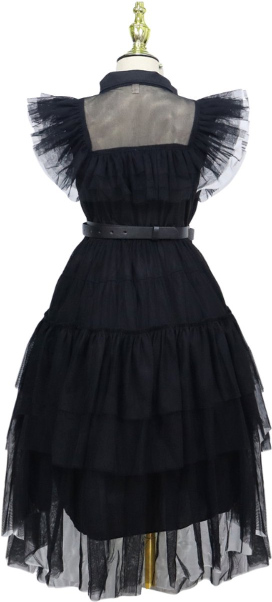 Joya Kids® Gotische Jurk Kind | Halloween Verkleedjurk Meisje | Zwarte Tule Jurk met Riem | Gothic Verkleedkleding Kind | Horror Films Kostuum | Family Kostuum | — afbeelding 9
