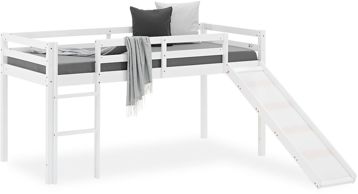 Homestyle4u Hoogslaper - 90x200 cm - Wit - Glijbaan
