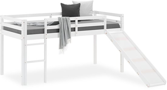 Lit mezzanine Homestyle4u - 90x200 cm - Wit - Slide