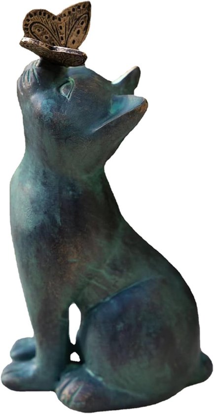 Ornements de jardin d'extérieur, décoration de jardin, statue de chat en résine, jeu avec papillon curieux, figurine de chat mignon, pelouse, véranda, cadeau